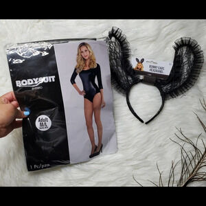 Party City Black Bodysuit & Bunny Ears